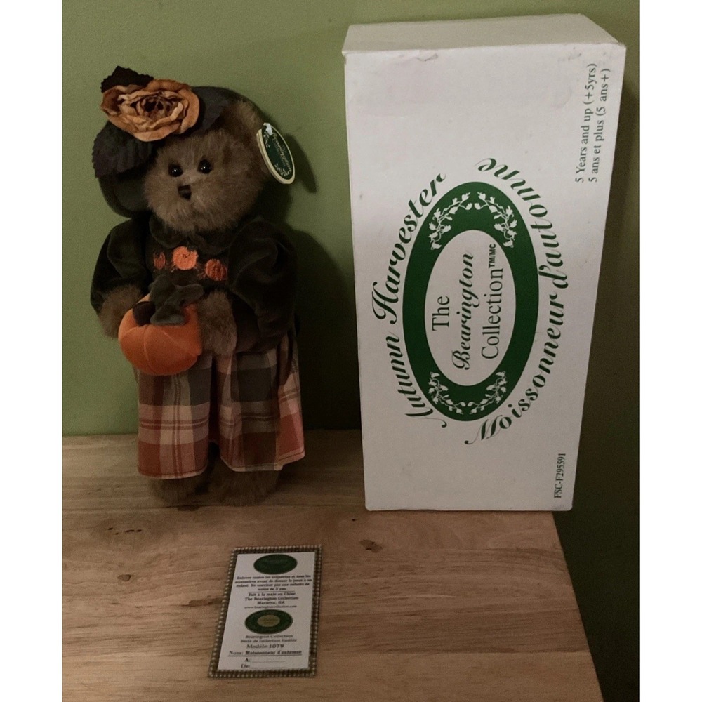 The‎ Bearington Collection Autumn Harvest Bear, In Box With COA